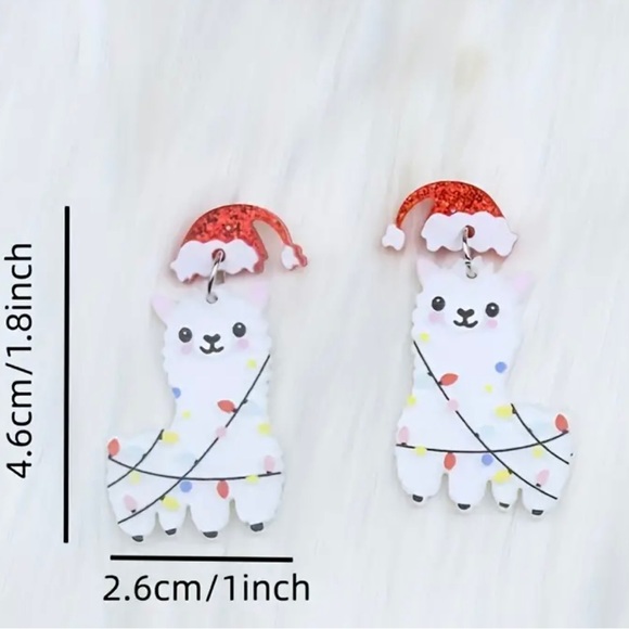 Alpaca Christmas Earrings - Picture 2 of 4